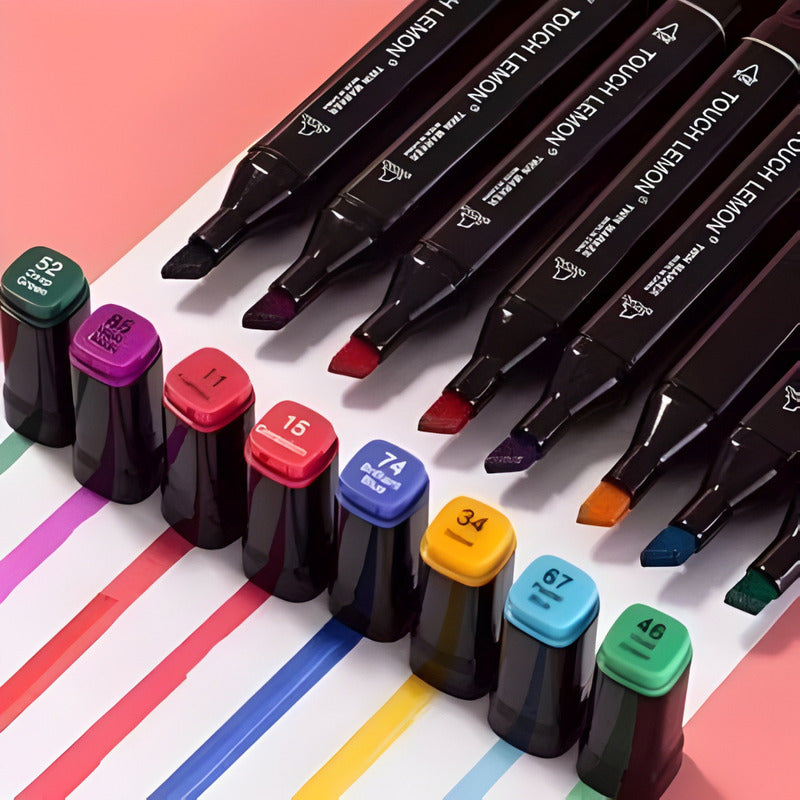 Kit Canetinhas Marcadores 24 Peças Cores Fortes Ponta Dupla