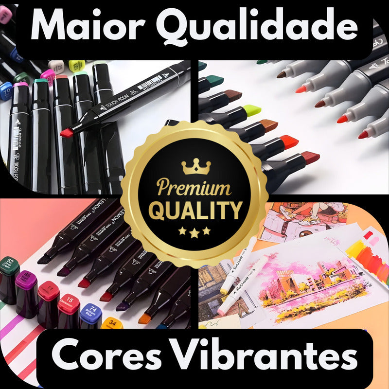 Kit Canetinhas Marcadores 24 Peças Cores Fortes Ponta Dupla