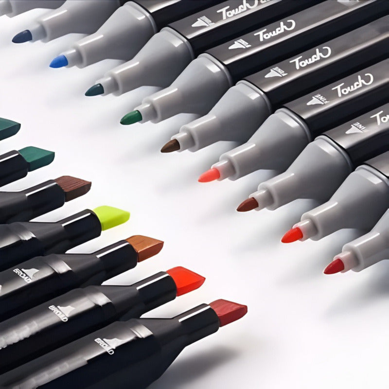 Kit Canetinhas Marcadores 24 Peças Cores Fortes Ponta Dupla